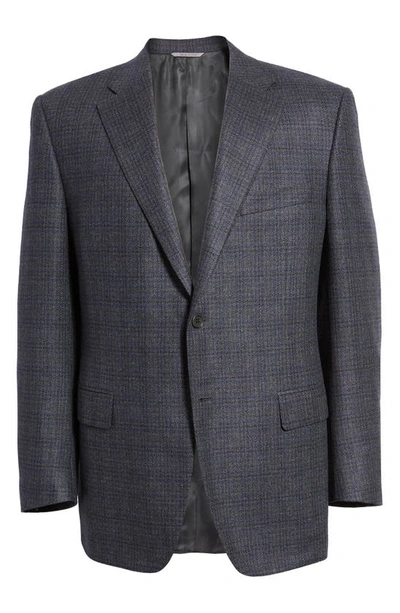 Canali Siena Plaid Wool & Silk Sport Coat In Charcoal