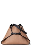 AKRIS AI MEDIUM RAFFIA & LEATHER SHOPPER