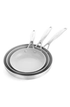 Greenpan Venice Pro Set Of 3 Ceramic Nonstick Fry Pans In Grey