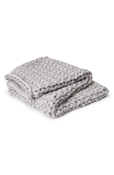 Bearaby Knit Velvet Weighted Blanket In Silver