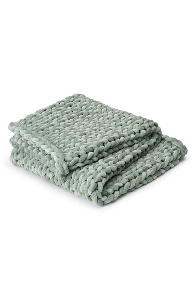 Bearaby Knit Velvet Weighted Blanket In Jade