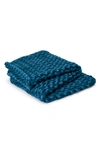 Bearaby Knit Velvet Weighted Blanket In Sapphire