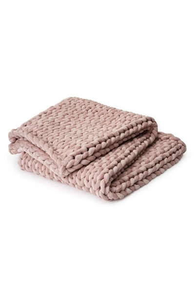 Bearaby Knit Velvet Weighted Blanket In Rose