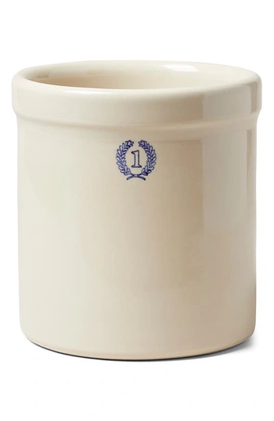 Farmhouse Pottery Laurel One Gallon Glazed Stoneware Crock In Ivory