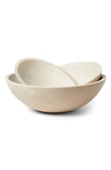 Farmhouse Pottery 12" Crafted Wooden Bowl In White