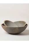 Farmhouse Pottery 12" Crafted Wooden Bowl In Grey