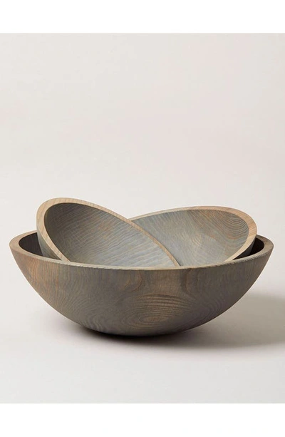 Farmhouse Pottery 12" Crafted Wooden Bowl In Grey