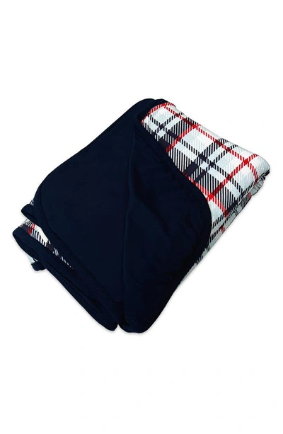 Bellabu Bear Kids' Original Holiday Plaid Reversible Blanket In White With Red & Grey Plaid