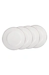 Golden Rabbit Enamelware Set Of 4 Sandwich Plates In White On White