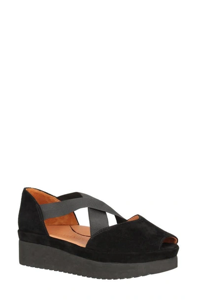 L'amour Des Pieds Alessio Open Toe Wedge In Black
