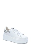 Ash White Leather Sneakers With Metallic Silver Accent In White/ Silver