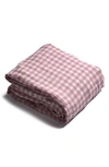 Piglet In Bed Gingham Linen Fitted Sheet In Orchid