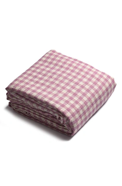 Piglet In Bed Gingham Linen Duvet Cover In Orchid