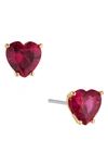 Nadri Modern Love Heart Stud Earrings In Red/gold