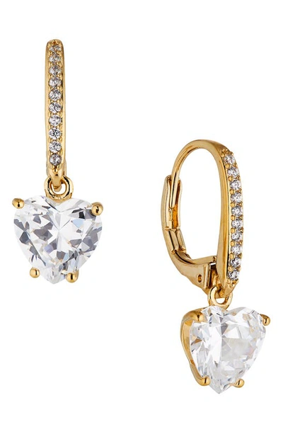 Nadri Modern Love Heart Drop Earrings In Gold/clear