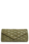 Saint Laurent Sade Leather Puffer Clutch In 3317 Light Sage