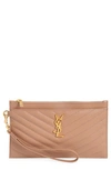 Saint Laurent Monogram Matelassé Leather Pouch In Vintage Peach