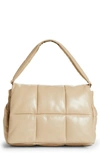 Stand Studio Wanda Padded Quilted Shoulder Bag In Sand/ Gold Chain