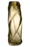 Ferm Living Tall Water Swirl Glass Vase In Yellow