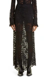 PACO RABANNE ASYMMETRIC HEM STRETCH LACE MAXI SKIRT