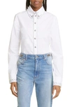 Rabanne Embroidered Cotton Button-down Shirt In White/ Silver