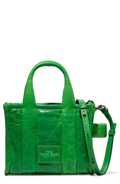 Marc Jacobs The Micro Patent Leather Tote Bag In Fern Green/nickel