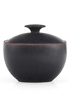 Nambe Taos Lidded Stoneware Sugar Bowl In Black