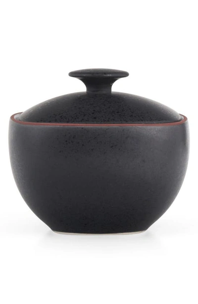 Nambe Taos Lidded Stoneware Sugar Bowl In Onyx