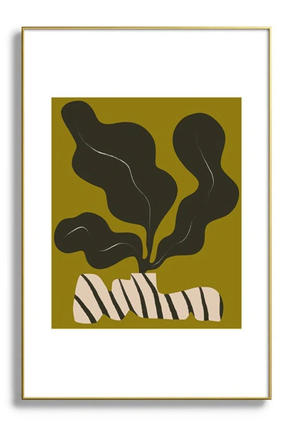 Deny Designs Monochrome Wave Framed Art Print In Golden Tones