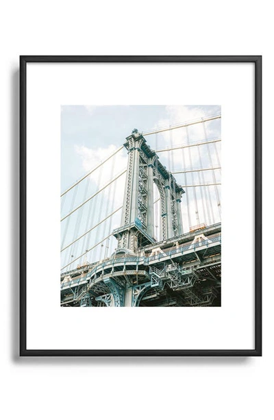 Deny Designs Manhattan Bridge New York City Framed Art Print In Black Tones