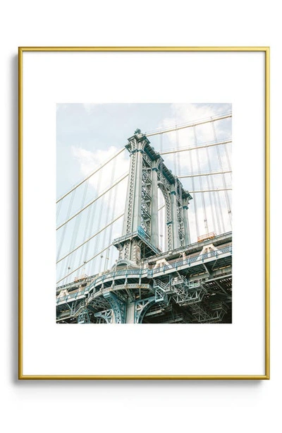 Deny Designs Manhattan Bridge New York City Framed Art Print In Golden Tones
