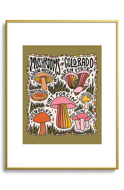 Deny Designs Mushrooms Of Colorado Framed Art Print In Golden Tones