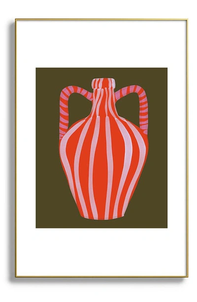 Deny Designs Simple Vase Modern Still Life Framed Wall Art In Golden Tones