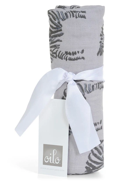 Oilo Zebra Swaddle Blanket In Gray