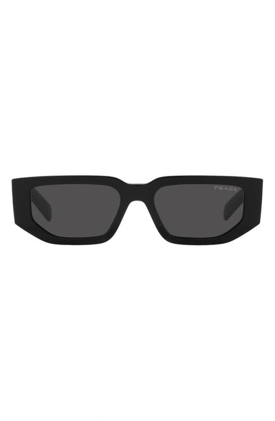 Prada 63mm Rectangular Sunglasses In Black