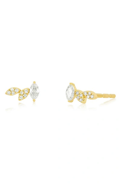 Ef Collection Marquise Diamond Stud Earrings In 14k Yellow Gold