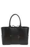 Bottega Veneta Arco Small Intrecciato-leather Tote Bag In Black-silver