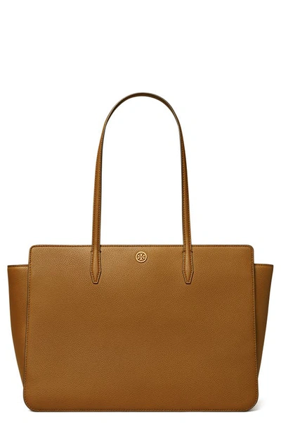 Tory Burch Robinson Leather Tote In Bistro Brown