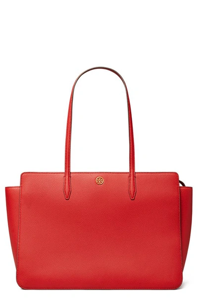 Tory Burch Women's Robinson Pebble Leather Tote In Bright Car