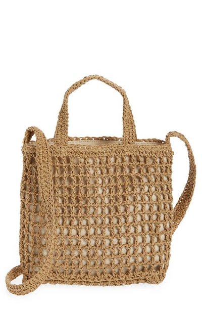 Madewell The Small Transport Straw Crossbody In Seed Khaki