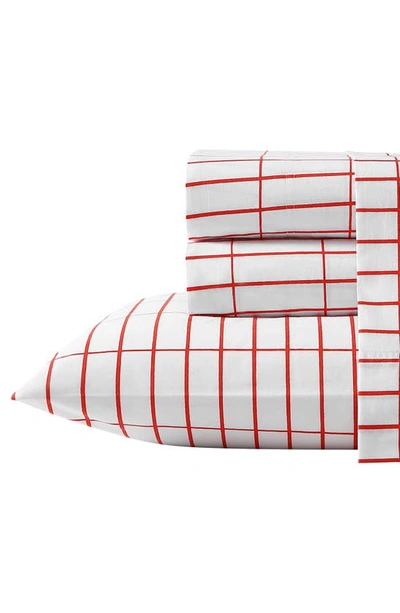 Marimekko Pieni Tiliskivi Sheet Set In Red/ White