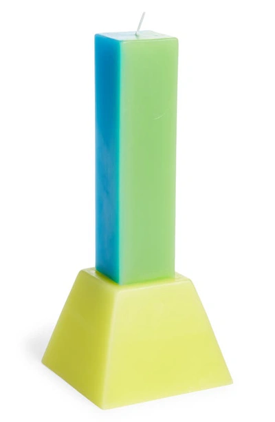 Areaware Happiness Pillar Candle In Blue/ Green