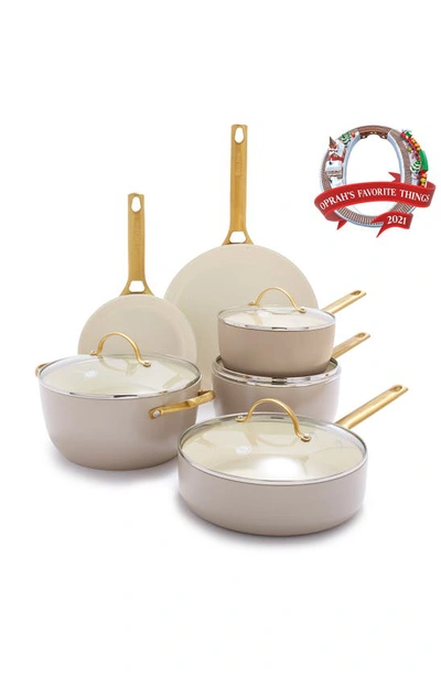 Greenpan Reserve Ceramic Nonstick 10-piece Cookware Set In Taupe