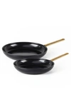Greenpan Reserve 2-piece 10-inch & 12-inch Nonstick Ceramic & Stainless Steel Fry Pan Set In Black