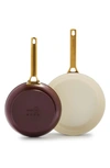 Greenpan Reserve Set Of 2 Ceramic Nonstick Frying Pans In Chocolate Truffle