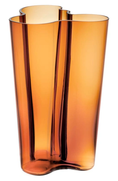 Iittala Alvar Aalto Finlandia Crystal Vase In Orange