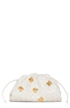 Bottega Veneta Mini Studded Intrecciato Pouch Crossbody Bag In Chalk-m Brass