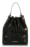 BRAHMIN MARLOWE CROC EMBOSSED LEATHER BUCKET BAG