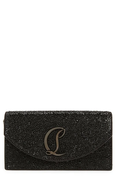 Christian Louboutin Small Loubi54 Strass Clutch In Black/ Gun Metal