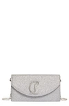 Christian Louboutin Loubi54 Small Glitter Chain Shoulder Bag In Silver/ Silverrystal